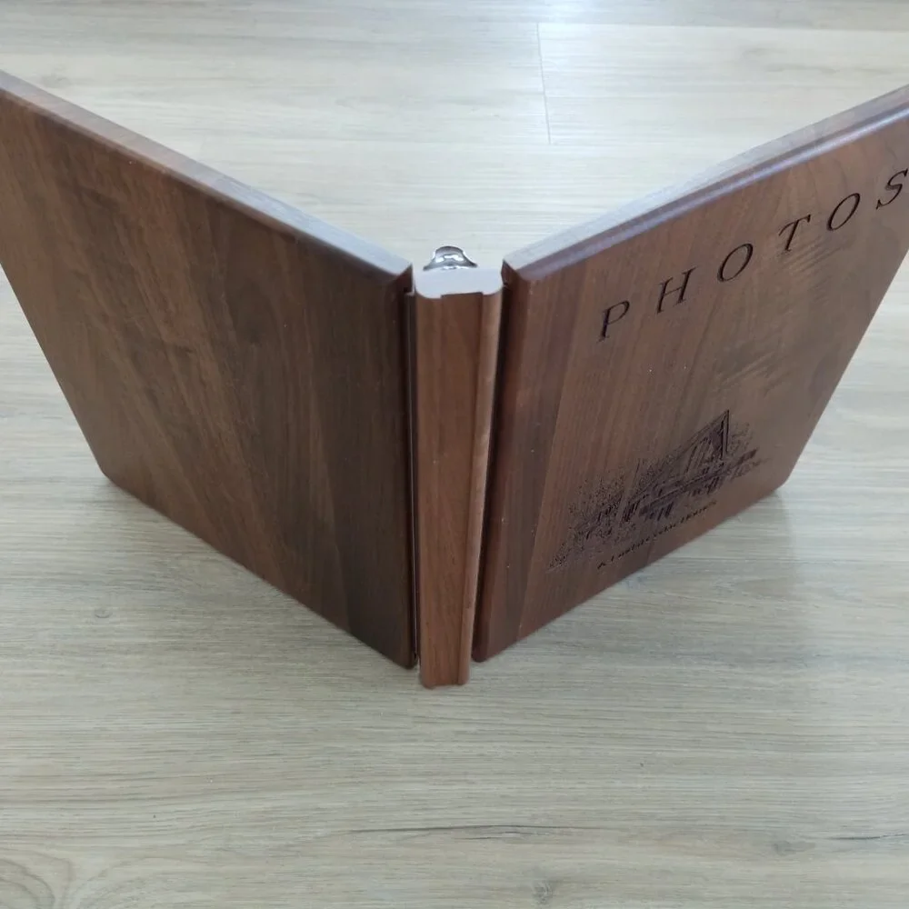 Solid Wood photo album Binder, Laser Engraved